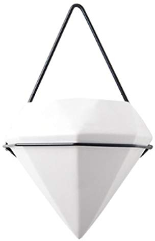 Koomiao Wandvase Keramik/Metall Blumentopf Wand pflanzenwand Für Zimmerpflanzen, Sukkulenten, Luftpflanzen, Kakteen, Kunstpflanzen und Mehr (Schwarz, L)
