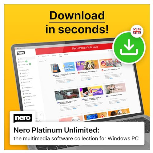 Nero Platinum Unlimited | Image, Video, Music Management, Editing & Streaming, Ripping, Burning, Backup & Recovery, PC Tuning | Win 11/10/8/7 | 1 Device | Annual licence | Activation code per email