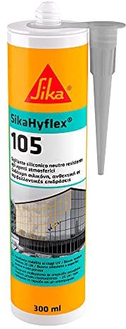 Sika - SikaHyflex-105, Grigio - Sigillante siliconico per facciate continue, rivestimenti metallici ecc. - Resistente agli agenti atmosferici - 300ml