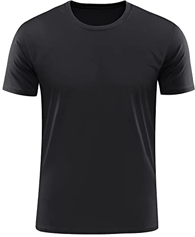 KEFITEVD UV Schutz Shirt Herren Kurzarm Rashguard Leicht Atmungsaktiv Laufshirt Outdoor Funktionsshirt Männer Sport Oberteil Schwarz L