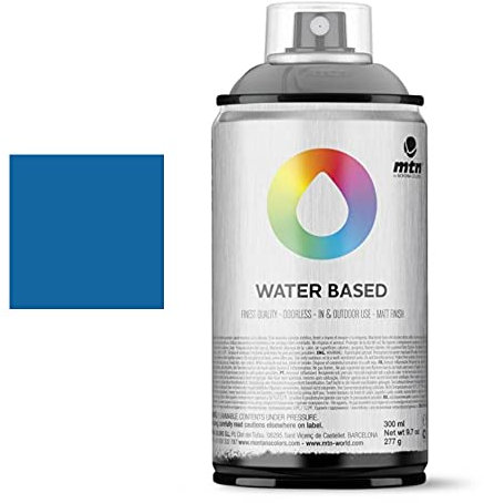 Mtn Montana Water Based 300 ml - RV30 Prussian Blue - Electric Blue - Bomboletta Vernice Spray a Base d'acqua - ideale per diverse superfici dal vetro, al legno al metallo, al cemento, al polistirolo