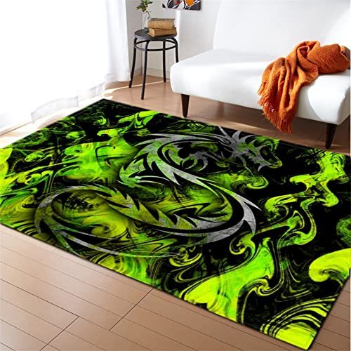 Morbuy 3D Tier Drucken Teppich Wohnzimmer Flanell Kurzflor Teppiches, Modernes Teppich Waschbar rutschfest Krabbelmatte für Kinderzimmer Schlafzimmer Dekoration (100x120cm,Drachen)