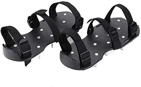 Rasenbelüfter Rasen Lüfter Schuhe, Vertikutierer Rasen Nagelschuhe mit Verstellbare Gurte und Metal Universalgröße Stachelschuhe für Rasen Hof