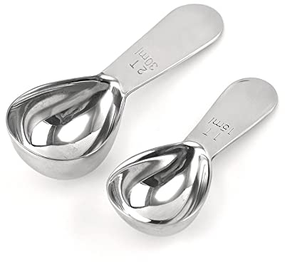 ToSSme Kaffeeschaufel Edelstahl Messlöffel für Kaffee, Tee und Milch Esslöffel 1 Esslöffel & 2 Esslöffel (15 ml & 30 ml) (Silber)