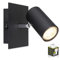 INNOVATE Wandleuchte mit Schalter | GU10 LED Spot schwenkbar | Aluminium Wandlampe Innen | Deckenstrahler dimmbar via Schalter | Lampe eckig inkl. 5W LED | Wandspot Schwarz