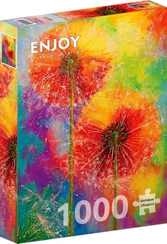 1000 Pieces Jigsaw Puzzle for Adults – Matte Finish, Soft Touch, Sturdy and Unique Pieces, Tight Fit, Vivid Colors, Missing Pieces Service – Fun Rainbow Dandelion Flowers Painting – by ENJOY Puzzle