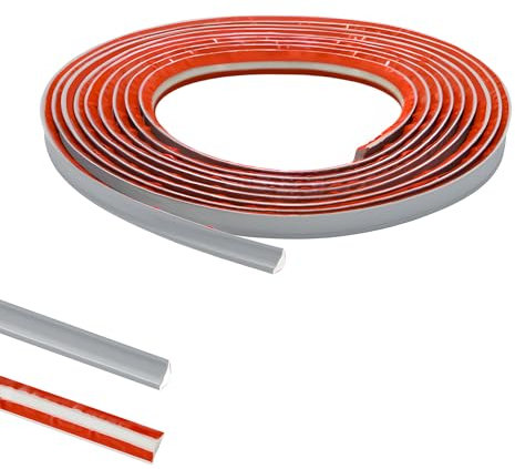 5M PVC Joint d'Étanchéité Autocollant Bordure de Finition Plan de Travail Cuisine Angle Mur, Joint Mur Intérieur Profil Finition Bande Finition Calfeutrage Moulure Plinthe,12mmx6mm Gris