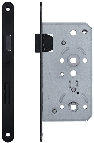 ToniTec Einsteckschloss Bad Kl.3 schwarz WC Türschloss Stulp 235 x 20 mm Dornmaß 55 mm Einsteckschloss WC DIN links