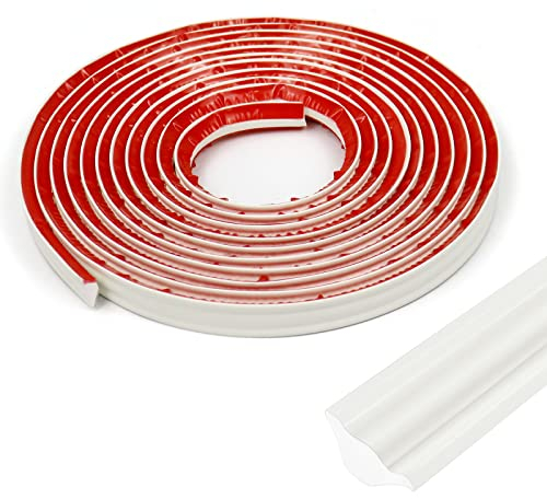 PVC Deckenleisten Selbstklebend Decken und Wandübergang Sockelleisten Deckenkanten für Wandkanten Fliesenkanten (weiß, 12 x 9 mm)