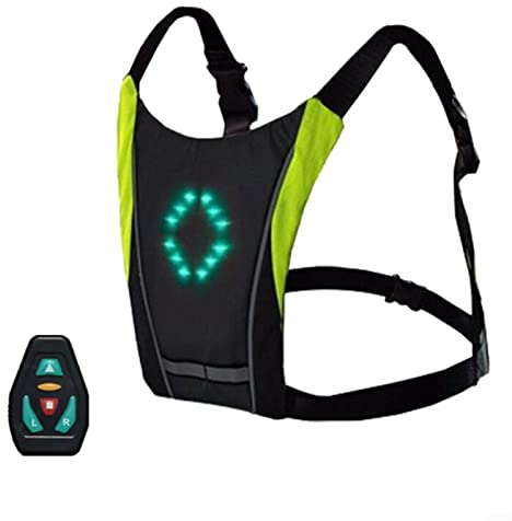 HEIBTENY LED-Blinker, USB aufladbare reflektierende Fahrradrucksack mit Fernbedienung