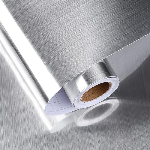 HotDecor Papel Pintado Autoadhesivo Plateado Vinilo Adhesivo Muebles Encimera Cocina Revestimiento De Vinilo Para Cocina Papel Adesivos Decorativos Muebles Papel Tapiz Impermeable 60cm x 300cm