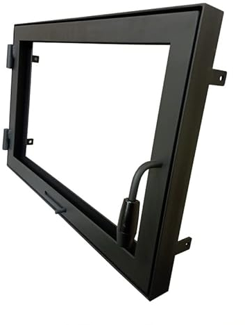 Puerta horno 78 x 48 cm, puerta chimenea con cristal para horno pizzero, hierro fundido. Sentido de apertura: izquierda | El mango está a la derecha. Ventana grande.