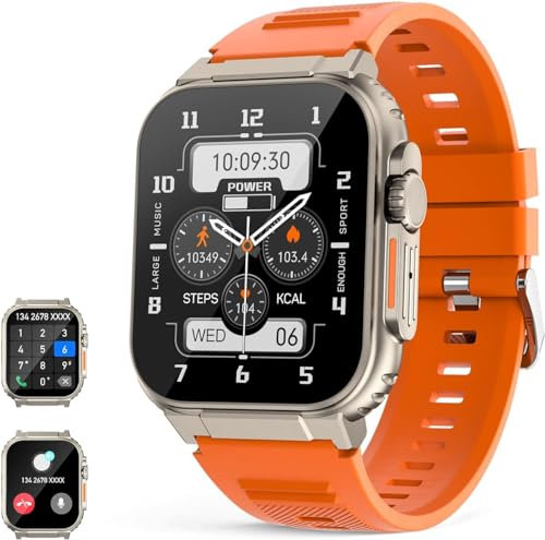 QflFdetall 2023 NUOVO UItra Smart Watch Ultra Series8 NFC Smartwatch 49mDonna Bluetooth Chiamata Impermeabile Wireless Ricarica Bracciale Fitness(Arancione)
