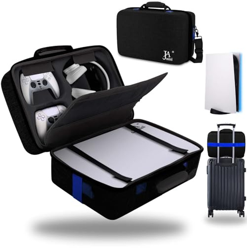 Hard Shell Carrying Case for PS5, Travel Case for PS5, PS5 Pro, PS5 Console Controller, Shockproof Storage Bag for Playstation 5 Disc Digital Edition, Headset, Base, Accessories, black, Hard Shell