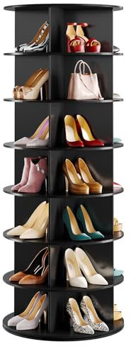 SpaceAid Drehbares Schuhregal mit 7 Ebenen, drehbar, Schuh-Präsentationsturm, Lazy Susan, drehbares Schuhregal, Aufbewahrung, Organisation, 360 vertikale Taschen, drehbarer Organizer