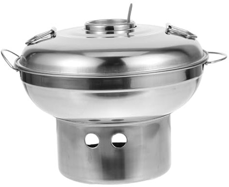 Yardenfun Tragbarer Edelstahl Hot Pot Mit Alkoholkocher Langlebig Hitzebeständig Für Camping Hotel Und Zuhause Mit Stabilen Doppelgriffen Leicht Zu Reinigen Und Platzsparend