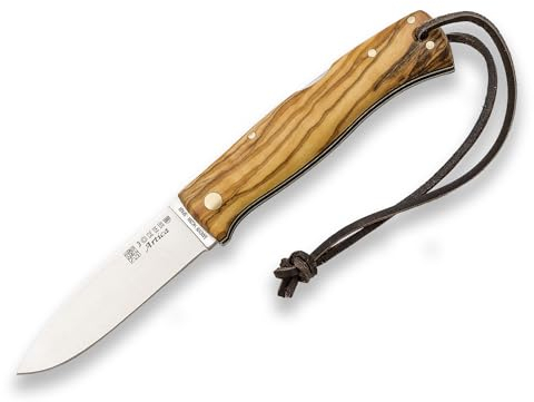 Joker Bushcraft-Messer ARTICA NO156 mit Olivenholzgriffen, 8 cm 14c28n Klinge, Angel-, Jagd-, Camping- und Wanderausrüstung