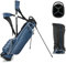 GYMAX Sac de Golf Trépied Léger, avec 4 Séparateurs pour Clubs, 4 Poches pour Tees, Boissons, Vêtements, Pieds Solide avec Patins Antidérapant, avec Capuche de Pluie