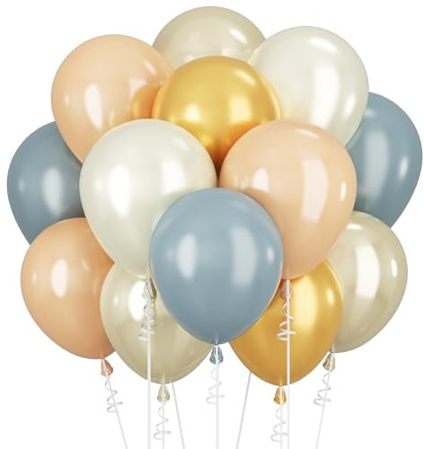 Luftballons Blau Weiß Gold Ballons 12 ZOLL Hellblau Braun Beige Luftballon Neutral Doppelter Ballon Bär Geburtstag Party Dekorationen Taubenblau Erröten Perlweißer Sand Helium Latex Ballons Babyparty