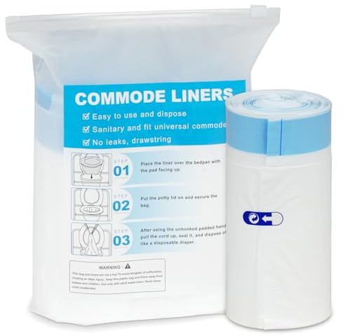 ACWOO Sac Hygiénique Pour Chaise Percée, 20Pcs 53 * 40cm Doublures De Chaise Percée De Chevet, Seau Chaise Percée Pour Bassins De Lit, Toilettes Portables, Chaise Percée Super Absorbants