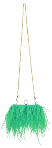 YUEZHAN Abendtasche Damen Clutch Feder Abend Clutch Tasche Frauen Bankett Hochzeits Handtasche Weiblich Elegant Party Kette Cross Body Schulter Tasche Grün