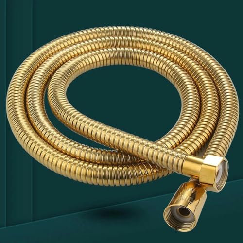 Manguera de ducha flexible de acero inoxidable dorada, extensión de manguera de agua para ducha de baño larga, tubo de plomería, tubo de tracción-200cm
