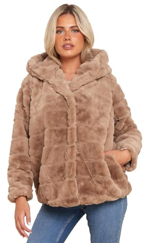 SS7 Femmes en Fausse Fourrure Manteau Gris Capuche Noir Blanc Veste Taille 36-42