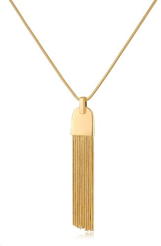 LILIE&WHITE Long Gold Plated Tassel Necklace for Women - Sleek Pendant Design - Fashion Jewellery for Everyday Wear & Special Occasions