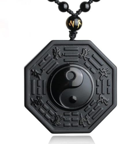 Yaoliucp Drop Versand schwarzer Obsidian Yin Yang Halskette Anhänger Chinesische Bagua -Frauen -Halskette für Frauen