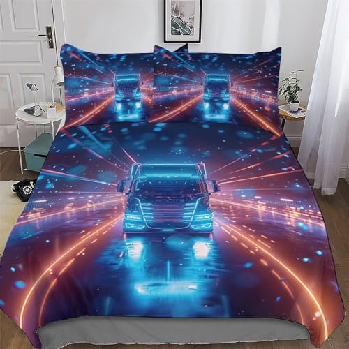 AAPZY LKW Bettwäsche Premium Atmungsaktive Angenehme Bettbezüge, Mikrofaser Bettdeckenbezug, Erwachsene Kinder 2teilig Bettbezug + Kissenbezug Single (135x200cm)