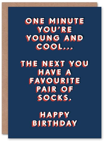 Artery8 One Minute Young Cool Pair Of Favourite Socks For Him Birthday Card