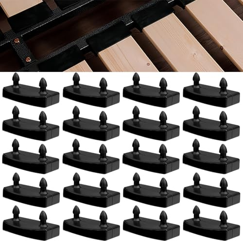 LEKEFETO 40 Stück Lattenrost Halterung 53 x 9 mm Bett Lattenrost Kappen, Seitenhalterungen-Kunststoff-Bettlattenhalter zum Halten und Befestigen von Holzlatten an Bettrahmen (Schwarz)