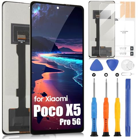 Arsssly pantalla para Xiaomi Poco X5 Pro pantalla para Poco X5 Pro 5G 22101320G 22101320I LCD pantalla táctil digitalizador conjunto reparación kit (negro)