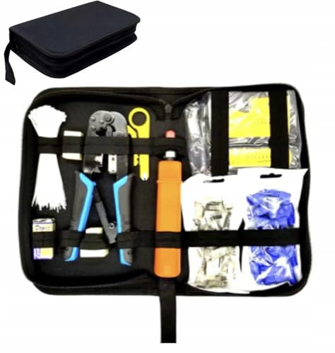 Rosfix 10in1 Netzwerkwerkzeugset – Ethernet Kabeltester & Abisolierwerkzeuge | RJ45, Krone, UTP/STP Tester | Tragbare Tasche | Installation & Wartung | Netzwerkwartung Kit