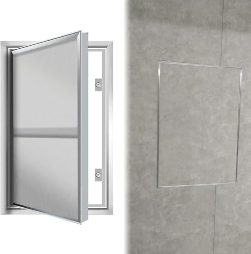 ZZDZW Luxe Trappe D'inspection Murale, Trappe De Visite Panneau D'accès Carrelé À Pousser for Ouvrir, Porte Métallique Dissimulée for Douche Et Grenier(55x55cm)
