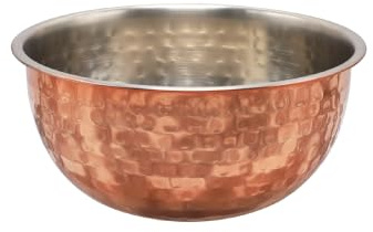 Buckingham Mixing Bowl Stainless Steel Hammered & Copper Finish Food Preparation Salad Bowls for Mixing Marinating Baking Serving Dishwasher Freezer Safe 24 cm