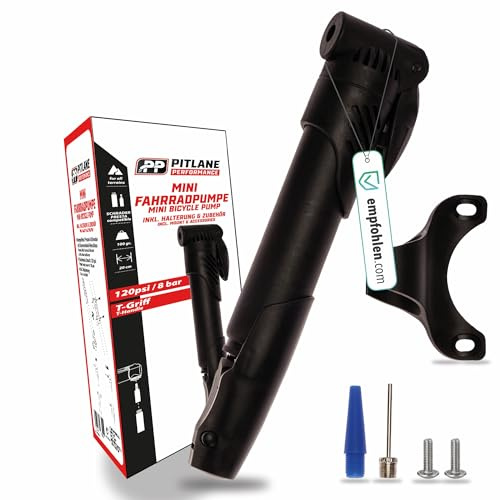 Fahrradpumpe Luftpumpe Fahrrad mit Fahrrad Rahmen Montage Set mit 8 Bar / 120 PSI Fahrradpumpe für alle Ventile (Mini Bike Pump)