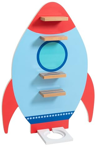 kamelshopping Regal für Kinder Audiobox und Hör-Figuren | aus Holz | Wandregal für Musikbox | inkl. Montagematerial (Rakete)