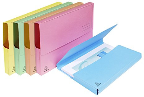 Exacompta - Réf. 47870E - Paquet de 25 chemises Poche avec soufflet de 32 mm SUPER 210 g/m² - couleurs pastel - chemises certifiées PEFC™ - dimensions 24 x 32 cm pour format A4 - 5 couleurs assorties