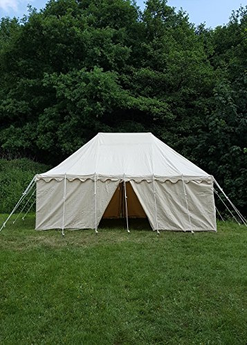 Battle-Merchant Ritterzelt Markward, 6 x 4 m, 425 GSM, Naturfarben | Baumwollzelt, Zelt, Heerlager, Mittelalter Reenactment, LARP & Historische Darstellungen