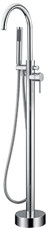 Arputhy Freistehende Badewannenarmatur Wasserhahn Wannenarmatur Badewanne Standarmatur Armaturen Bodenmontage Badezimmerarmatur mit Handbrause Chrom