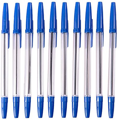 SIDCO Kugelschreiber 10 x Schreiber Kuli blau + Schutzkappe blaue Schreibstift Mine