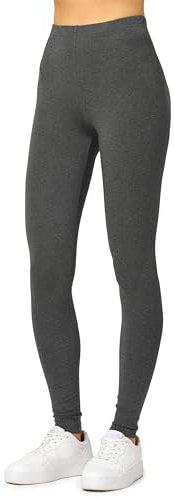 Merry Style Leggings Damen Baumwolle für das ganze Jahr Bequeme Leggings Blickdicht Damen Ideal für Yoga Sport Gym und Freizeit MS10-198 (Dunkelmelange, M)