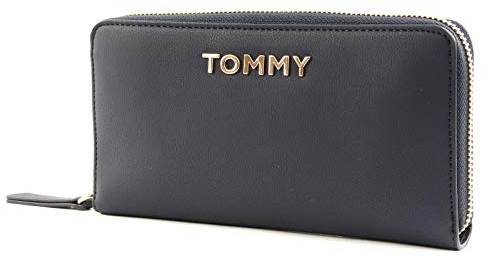 Tommy Hilfiger Damen Leather Statement Crossover Umhängetasche, Schwarz (Black), 1x1x1 cm