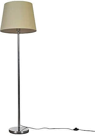 MiniSun | Modern Polished Chrome Metal Standard Floor Lamp with a Beige Tapered Shade | Floor Lamps & Torchieres, Home Décor & Improvement Essential | Includes Bulb [3000K Warm White]