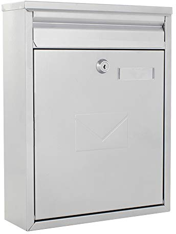 ROTTNER Briefkasten Lea Silber mit Namensschild-Zylinderschloss mit 2 Schlüssel Postkasten ideal für Mehrfamilienhäuser