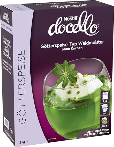 NESTLÉ docello Götterspeise Typ Waldmeister, ohne Kochen, Dessertpulver für Wackelpudding mit Waldmeistergeschmack, 1er Pack (1 x 2kg Faltschachtel)