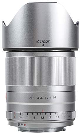 VILTROX AF 33mm F1.4 EF-M Obiettivo per Canon EOS M10 M100 M200 M3 M5 M6 M50 II (messa a Fuoco Automatica, APS-C), Argento