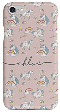 Tirita Personalised Phone Case Cover Compatible with iPhone 6 & 6s - Vintage Shabby Chic [05 - Rainbow Pink Unicorns]