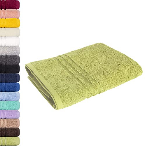 Lavea Saunatuch 80x200 cm – Hochwertiges, Saugstarkes Saunatuch aus 100% Baumwolle, Frottierserie Elena – Waschbar und Strapazierfähig - Lindgrün